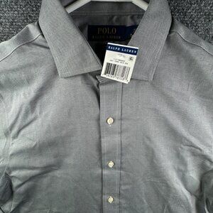 NWT Polo Ralph Lauren Button Shirt Gray Long Sleeve Easy Care Slim 15.5 34/35
